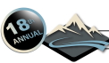 18th Annual, snow covered mountain logo with winding road, link