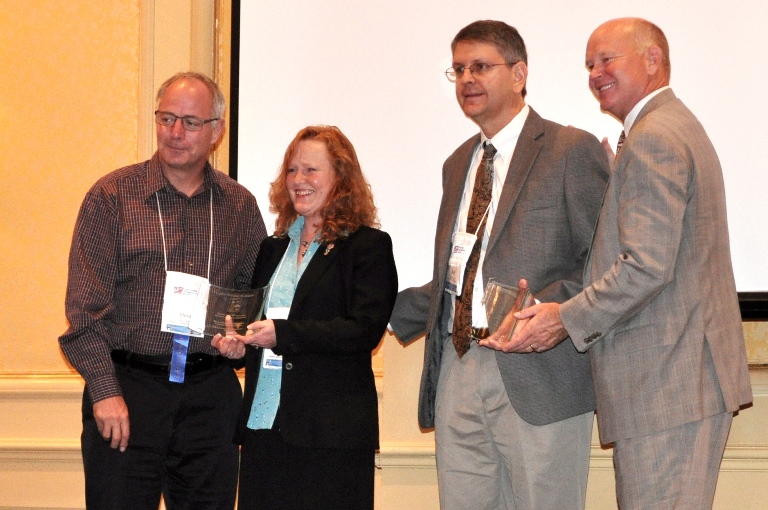 Left to right: Steve Albert, Leann Koon, Sean Campbell, Scott Belcher. 2012 Best of Rural ITS Award presentation.