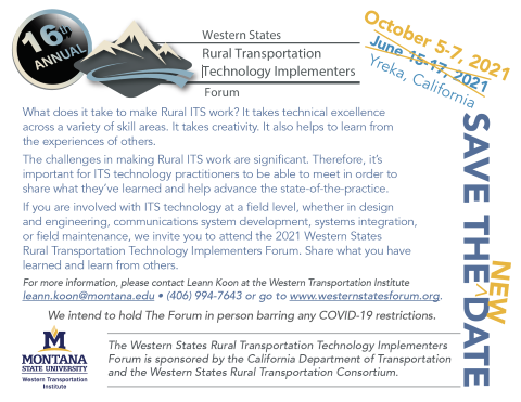 16th Annual Western States Forum Save the New Date postcard Front of Save the New Date postcard for the Western States Forum with the new dates of October 5-7, 2021.