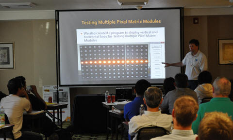 David explains the software created for testing Pixel Matrix Modules. David explains the software created for testing Pixel Matrix Modules.