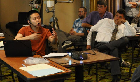Dali Wei demonstrates the TranSync Mobile Tool. Dali Wei demonstrates the TranSync Mobile Tool.