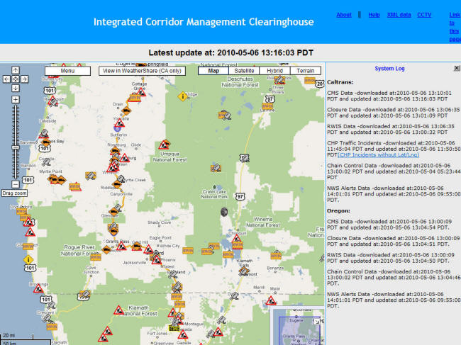 ICM Website Screenshot: The first screen you see when opening ICM shows icons along the roads on both sides of the border. ICM Website Screenshot: The first screen you see when opening ICM shows icons along the roads on both sides of the border.