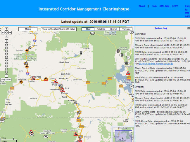 ICM Website Screenshot: You can zoom in for further detail. Here we take a closer look at I-5 near the border. ICM Website Screenshot: You can zoom in for further detail. Here we take a closer look at I-5 near the border.