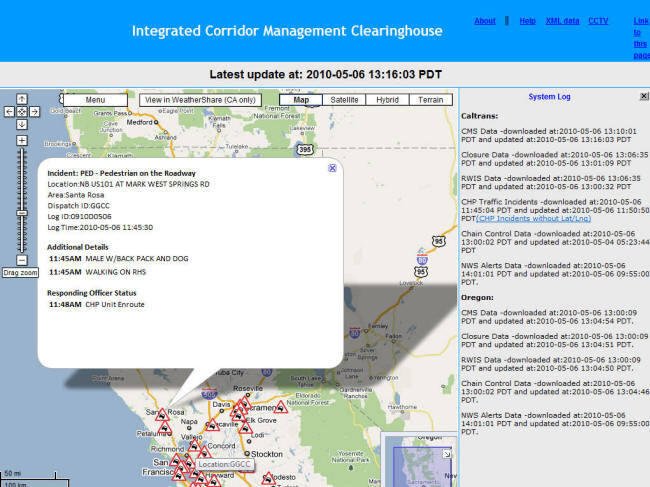 ICM Website Screenshot: This incident/accident report seems fairly harmless, although it was reported by California Highway Patrol (CHP). ICM Website Screenshot: This incident/accident report seems fairly harmless, although it was reported by California Highway Patrol (CHP).